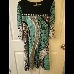Teal Zebra Print Dress with Jewels - Size M